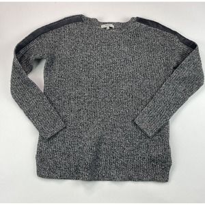 Madewell Wool Leather Sweater Knit Gray Boat Neck Casual Womens Size XS